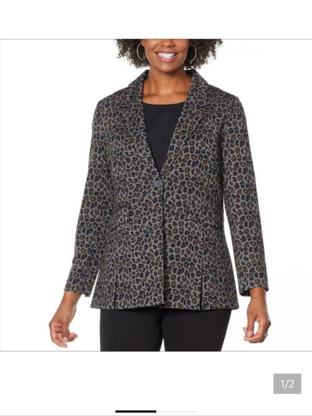 DG2 by Diane Gilman Leopard Print Blazer in Gray and Brown